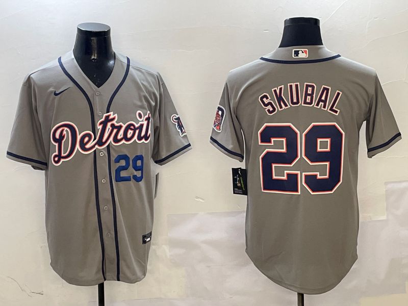 Men Detroit Tigers #29 Skubal Grey Game 2025 Nike MLB Jersey style 3122
